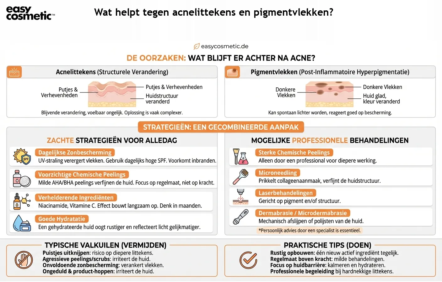 Wat helpt tegen acnelittekens en pigmentvlekken?