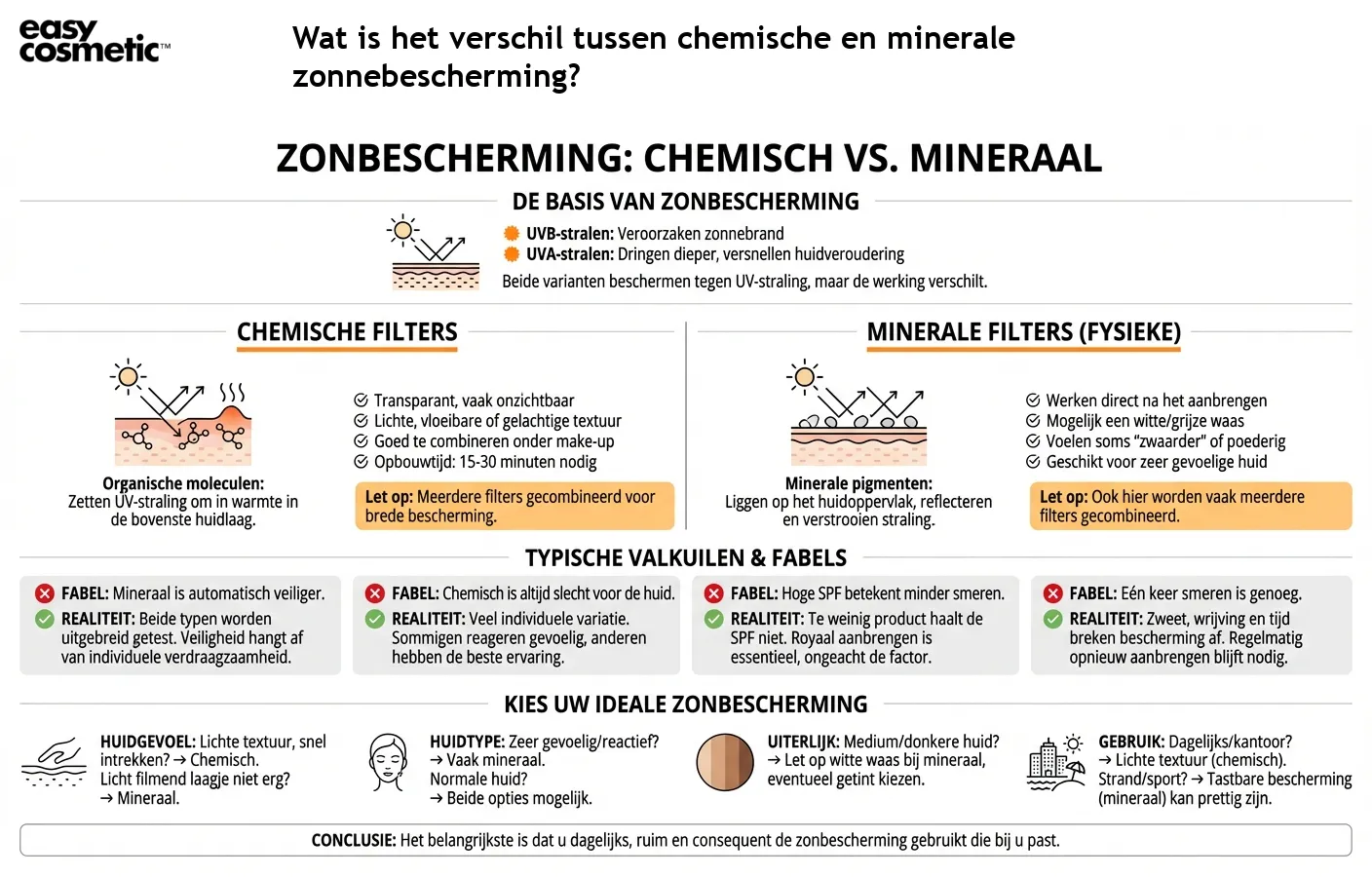 Wat is het verschil tussen chemische en minerale zonnebescherming?