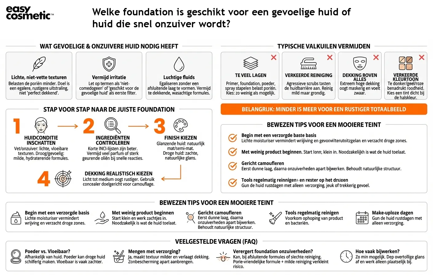 Welke foundation is geschikt voor een gevoelige huid of huid die snel onzuiver wordt?