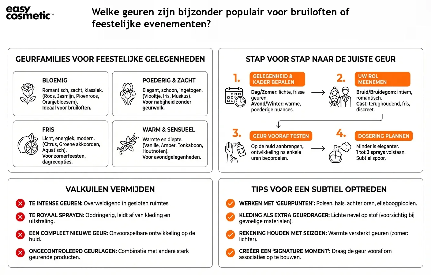 Welke geuren zijn bijzonder populair voor bruiloften of feestelijke evenementen?