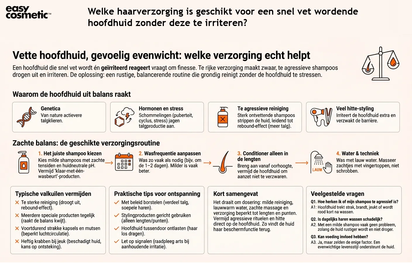 Welke haarverzorging is geschikt voor een snel vet wordende hoofdhuid zonder deze te irriteren?