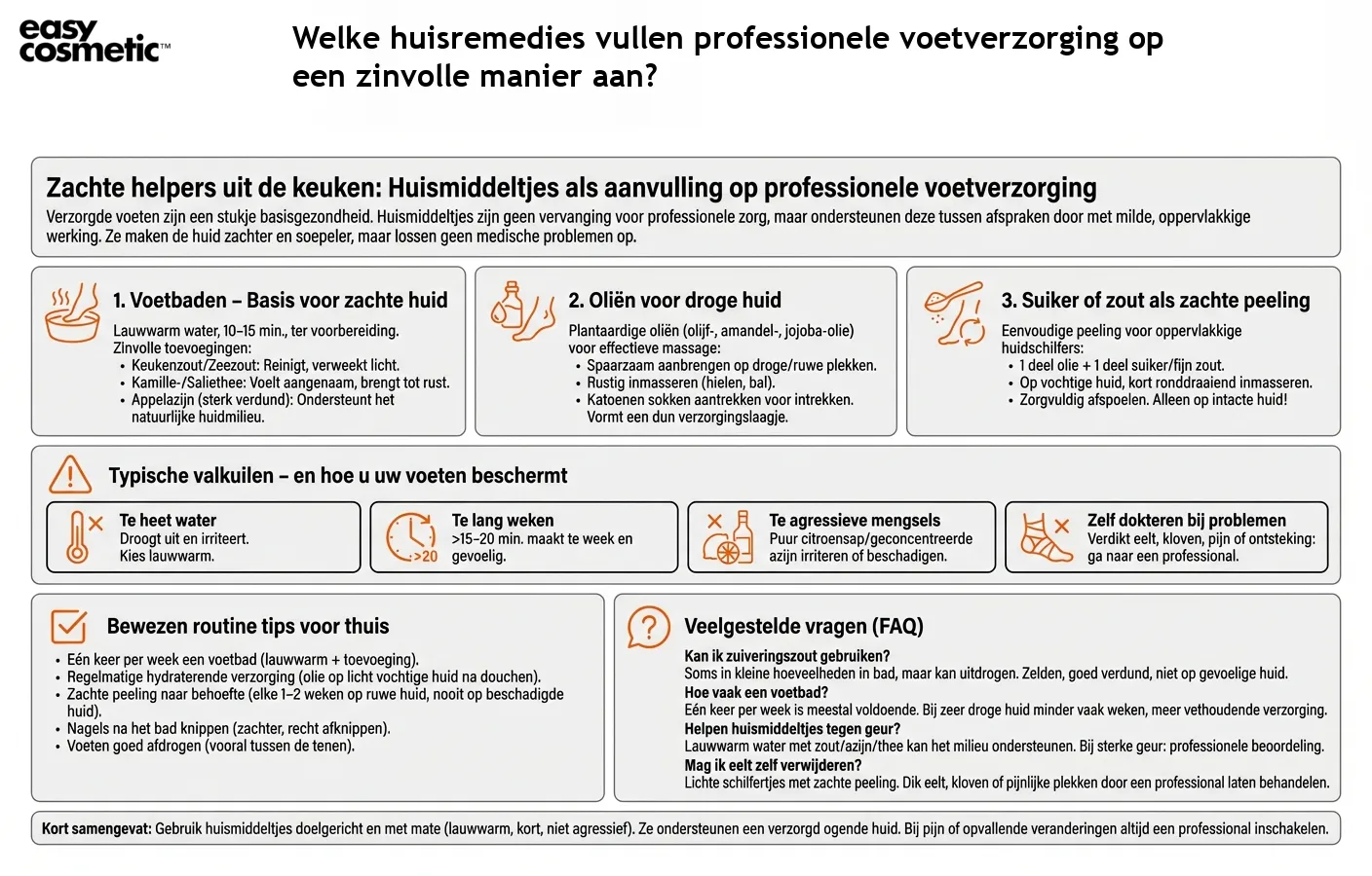 Welke huisremedies vullen professionele voetverzorging op een zinvolle manier aan?