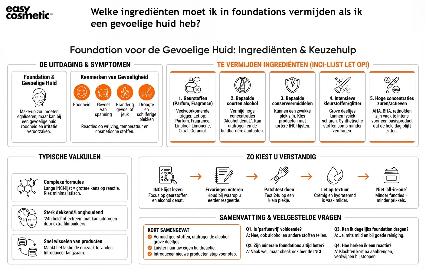 Welke ingrediënten moet ik in foundations vermijden als ik een gevoelige huid heb?