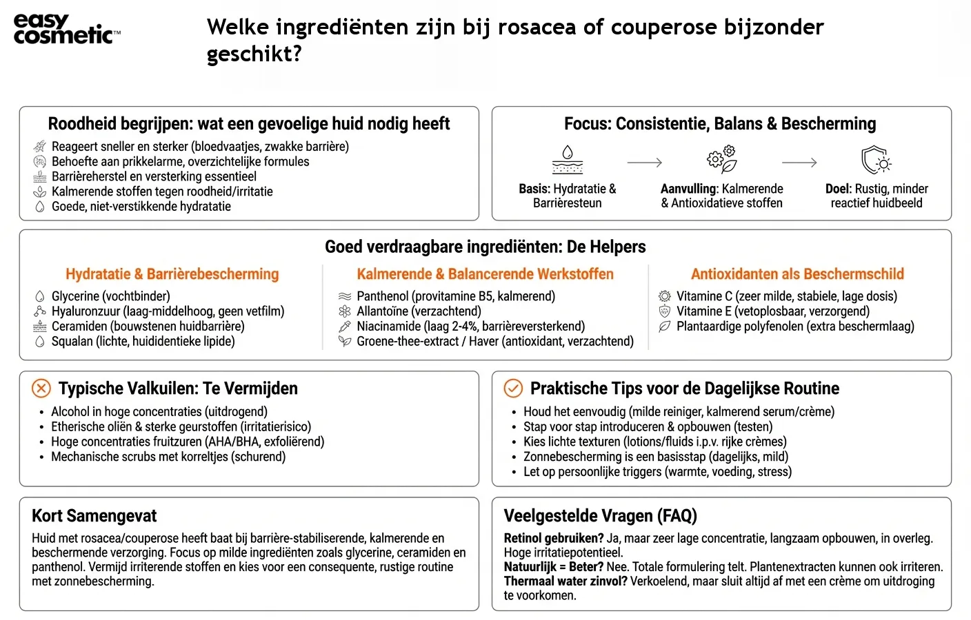 Welke ingrediënten zijn bij rosacea of couperose bijzonder geschikt?