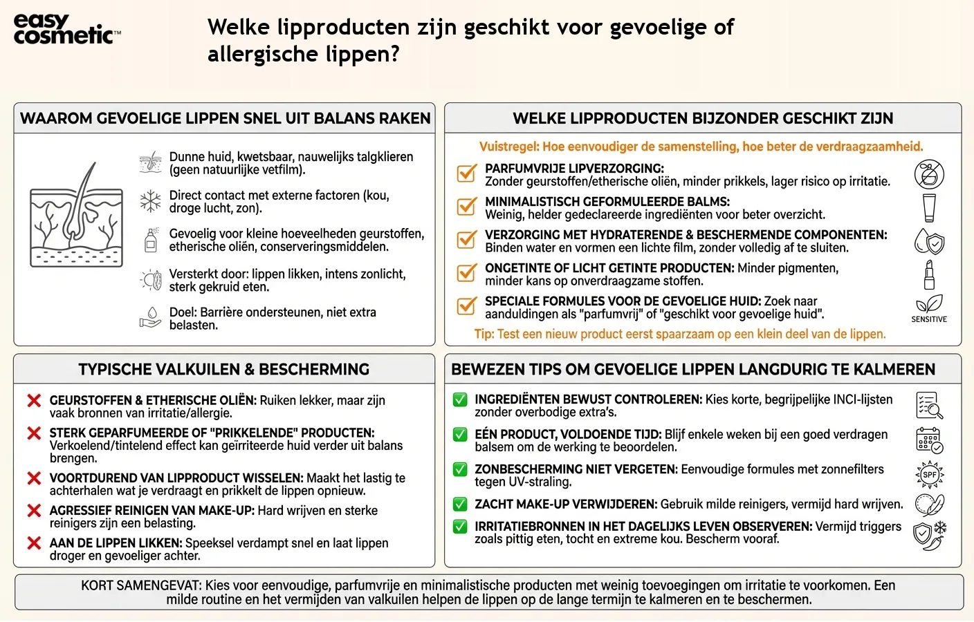Welke lipproducten zijn geschikt voor gevoelige of allergische lippen?