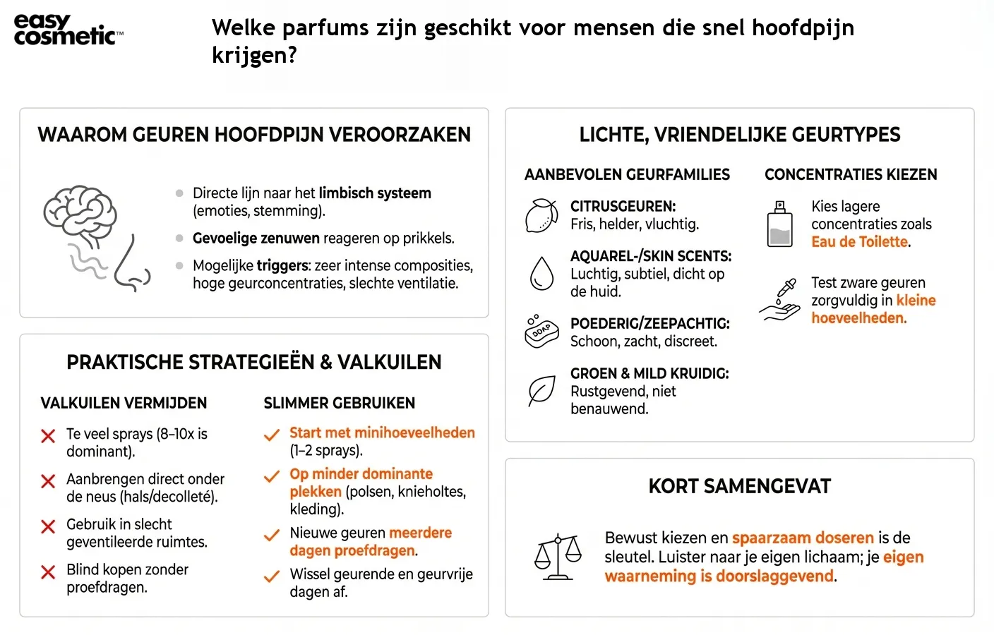 Welke parfums zijn geschikt voor mensen die snel hoofdpijn krijgen?