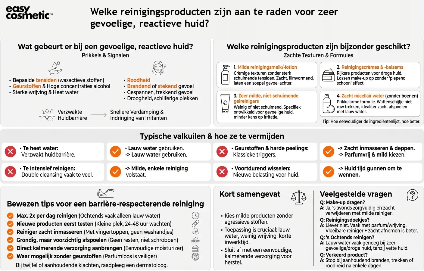 Welke reinigingsproducten zijn aan te raden voor zeer gevoelige, reactieve huid?