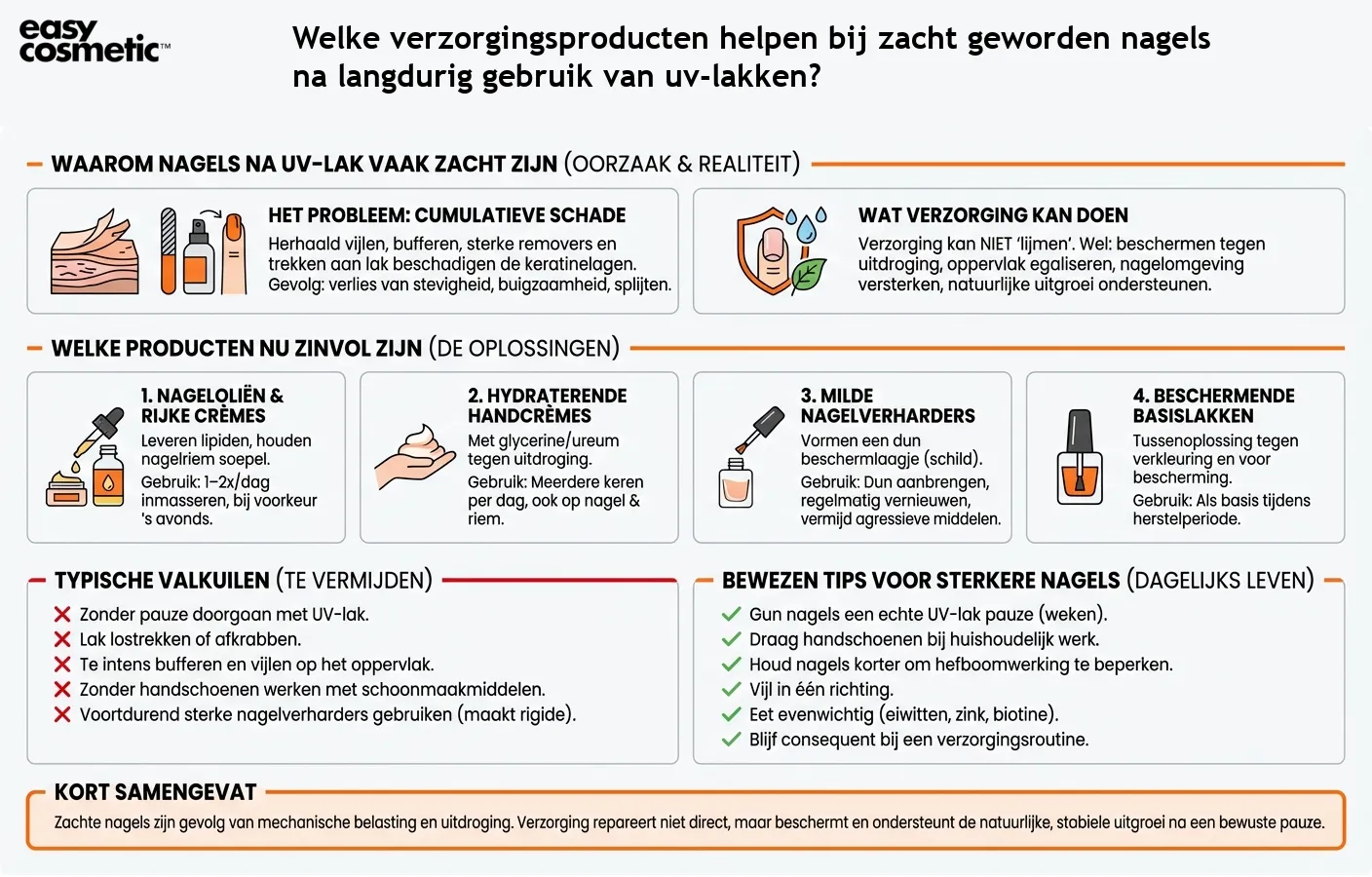 Welke verzorgingsproducten helpen bij zacht geworden nagels na langdurig gebruik van uv-lakken?