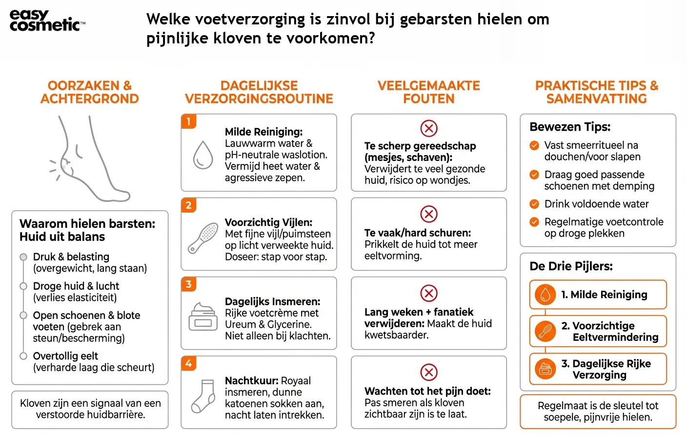 Welke voetverzorging is zinvol bij gebarsten hielen om pijnlijke kloven te voorkomen?