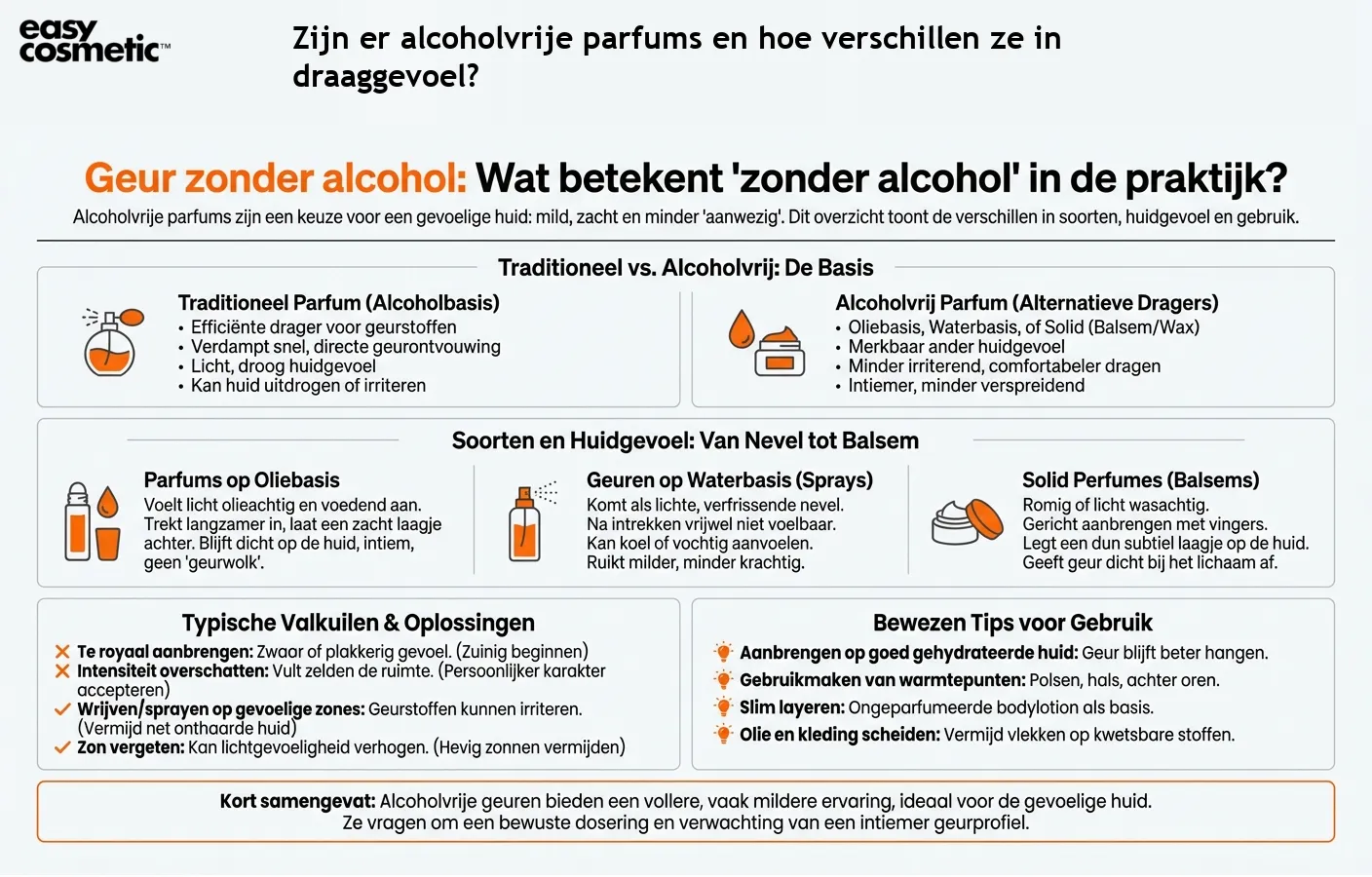 Zijn er alcoholvrije parfums en hoe verschillen ze in draaggevoel?