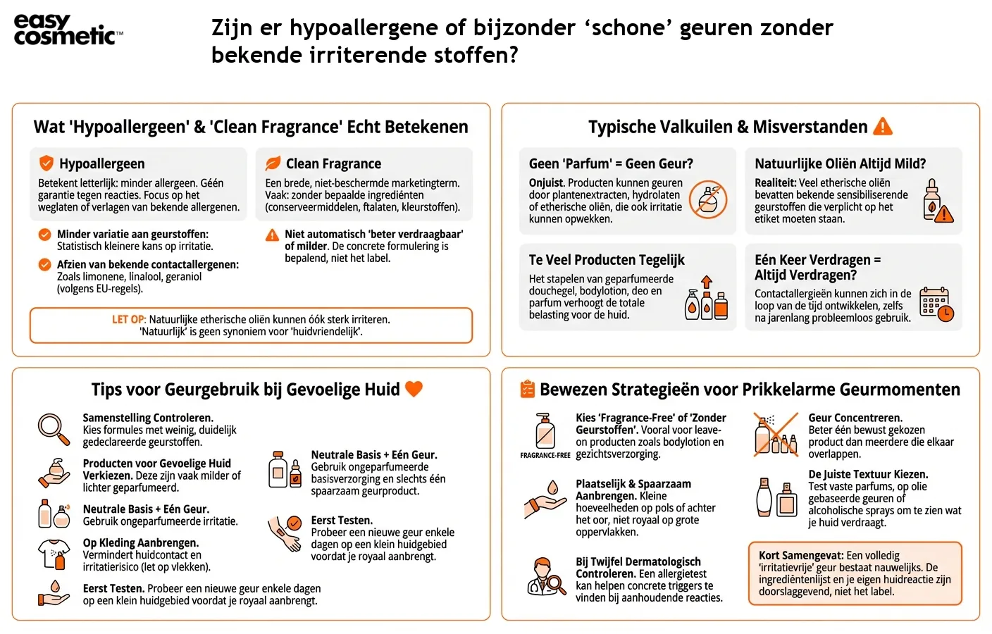 Zijn er hypoallergene of bijzonder ‘schone’ geuren zonder bekende irriterende stoffen?