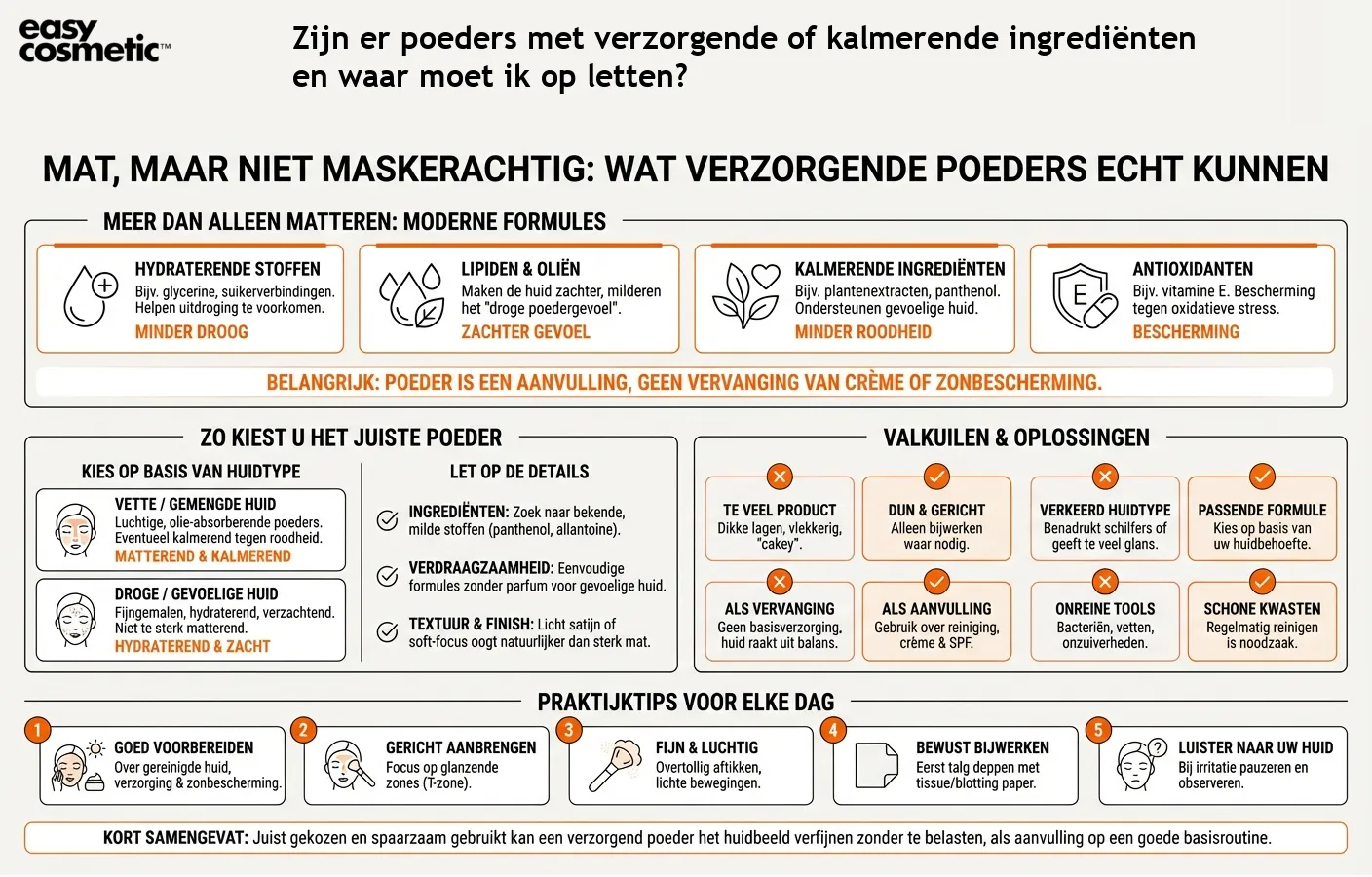 Zijn er poeders met verzorgende of kalmerende ingrediënten en waar moet ik op letten?