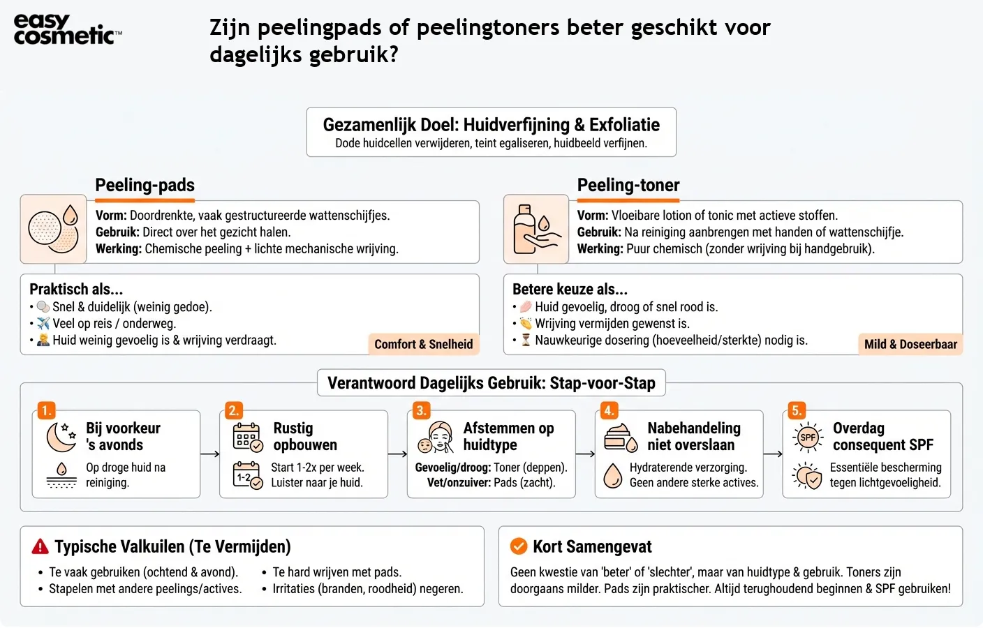 Zijn peelingpads of peelingtoners beter geschikt voor dagelijks gebruik?