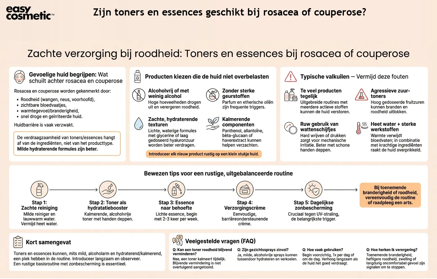 Zijn toners en essences geschikt bij rosacea of couperose?